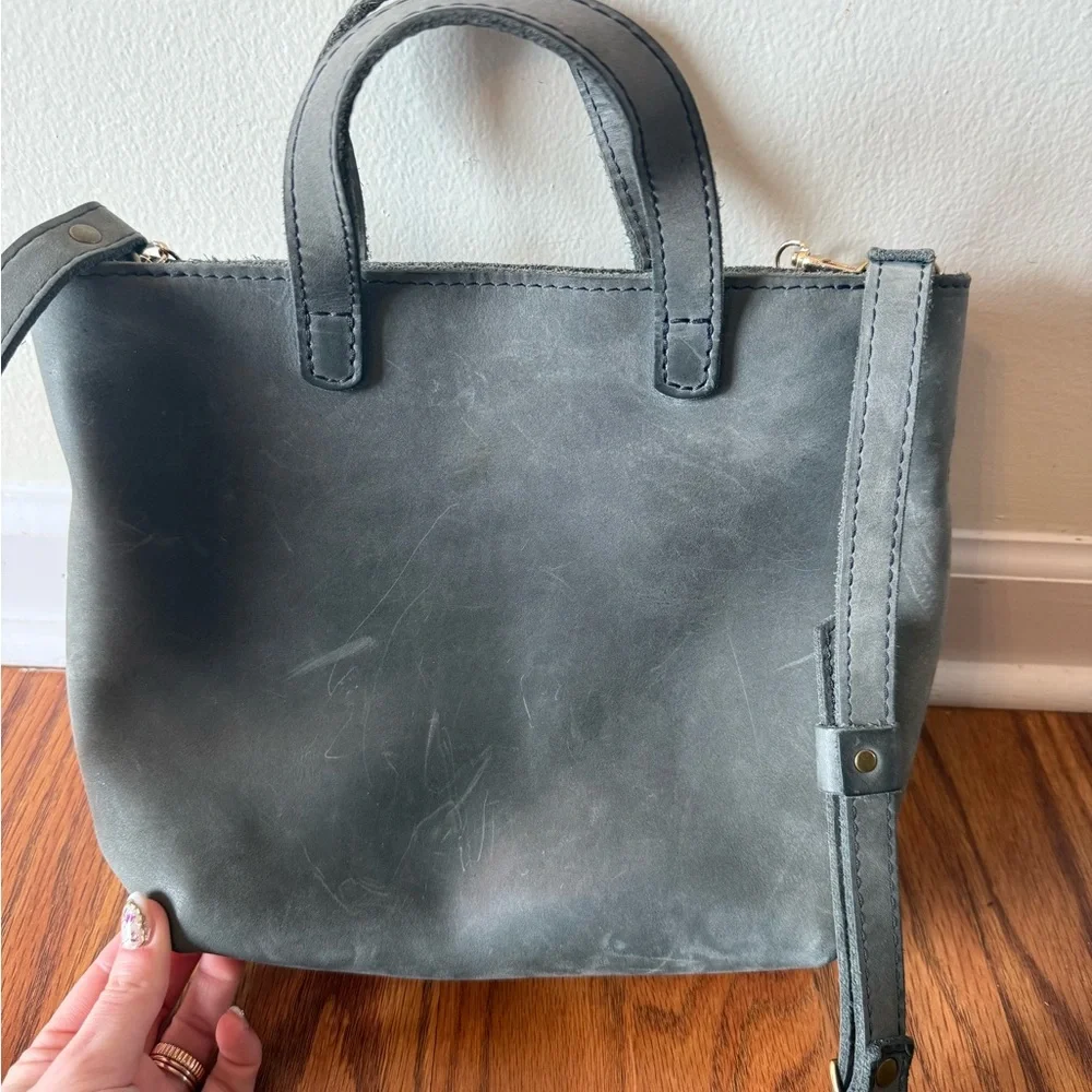 Portland Leather Gray Tote Crossbody Tote - Picture 5 of 7